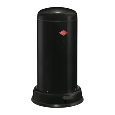 Image de WESCO Poubelle Baseboy de couleur noire, tôle d&#039;acier revêtue par pulvérisation, volume 20 litres, insert en métal, amortisseur intégré, pédale métal avec surface d&#039;appui caoutchouc
