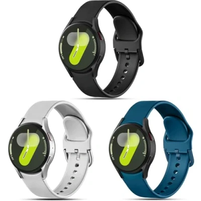 Image de Issinlky bracelet en silicone pour Galaxy Watch 7, souple Samsung 7/FE/6/5/4 40mm 44mm/Watch 6 Classic 43mm 47mm/Watch 5 Pro 45mm/Watch 4 42mm 46mm
