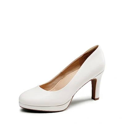 Image de DREAM PAIRS Escarpins Femme Classique et Elégant Chaussures Habillées à Talons Hauts Confortable,Size 43,Blanc PU,SDPU2365W