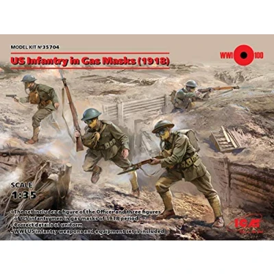 Image de ICM US Infantry in Gas Masks(1918) 4 Figures, ICM35704, Noir