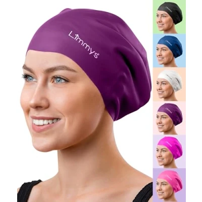 Image de Limmys Bonnet de Bain Cheveux Long Adulte 100% Silicone Qualité Supérieure, Extensible Confortable Disponible en Plusieurs Couleurs (Medium)