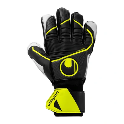 Image de uhlsport Soft Flex Frame Junior Gants de Gardien But Football pour Enfants Starters stabilisation optimale des Doigts et fingersave Respirant, Noir/Jaune Fluo