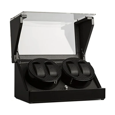 Image de KLARSTEIN CA2PM Remontoir, Tourne Montre, Boîtier à Boîte Capacité: 4 Montres automatiques, Modes de Mouvement préprogrammés, Droite Gauche, Silencieux, vitrine, Noir