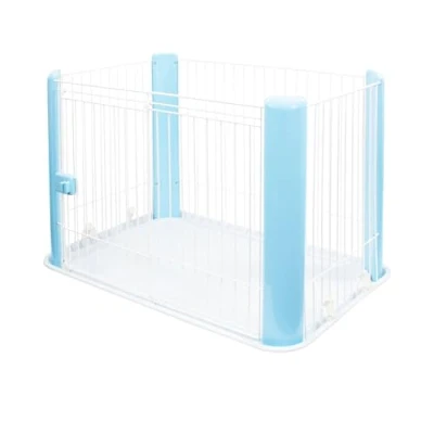 Image de Iris Ohyama, Parc pour Chien Intérieur, Extérieur avec Porte Verrouillable, H60cm, Bleu, Sans Toit, Cloture, Enclos, Cage, Chenil, en Grille, Chat, Chiot, Lapin, Rongeur, Plastique, CLS 960