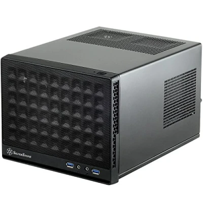 Image de SilverStone SST SG13B Sugo Boîtier PC cube compact Mini ITX, Panneau frontal Mesh, noir