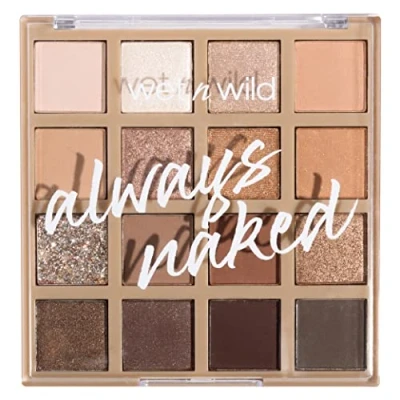 Image de Wet n Wild Always Naked Palette de Fards à Paupières, Ombres Paupières Neutres et Mélangeables avec Finitions Mates, Pailletées Scintillantes, 16 Teintes Ultra Pigmentées