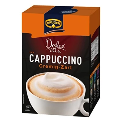 Image de KRÜGER Dolce Vita Cappuccino, cremoso et Doux, café au Lait, Lait à Base de Soluble, 10 sachets