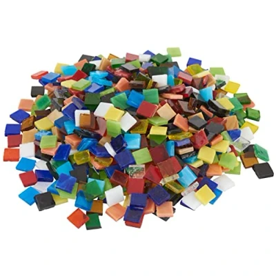 Image de Tesselles de mosaïque en verre « Multicolore », transp.+opaques, 10x10mm