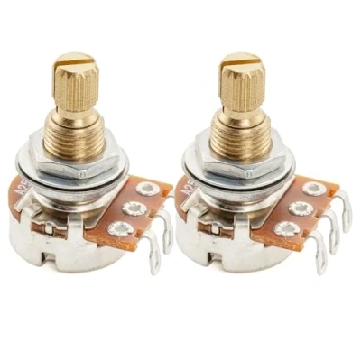 Image de Musiclily Pro Filetage Laiton Mini Taille Métrique Split Shaft Control Pots A25K Potentiomètres Audio Taper pour Guitare (Lot de 2)