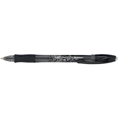 Image de BIC Gel ocity Illusion Stylos Effaçables Pointe Moyenne (0,7 mm) Noir, Boîte de 12