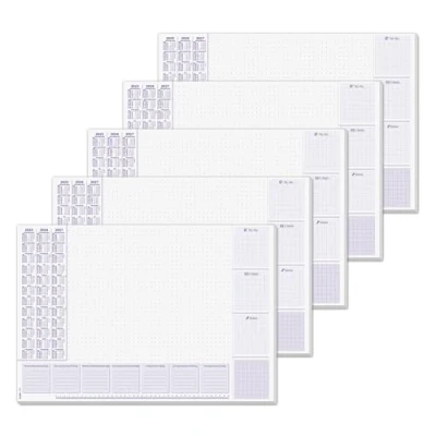 Image de SIGEL HO355 Lot de 5 Sous mains en papier, calendriers sur 3 ans et semainier, A2 (59.5 x 41 cm), bleu blanc, 30 feuilles
