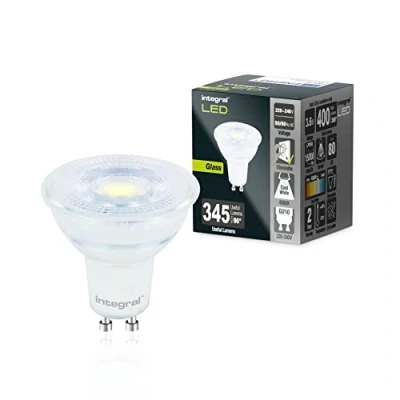 Image de Integral Ampoule à LED en verre GU10 5 PACK blanc froid 4000K, 400LM, 3,6W (équivalent 50W) dimmable Efficace énergie et idéale pour les spots projecteurs dans salles de bains