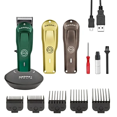 Image de GAMMAPIU&#039; SKIN Tondeuse Cheveux Hommes Professionnel, Bulk Balding Clipper, Super Trimmer, Moteur Rotatif, 2 Heures d&#039;autonomie sans fil, Lame 45mm Réglable 0 Gap, 5 Peignes, 3 Coques, Kit Nettoyage