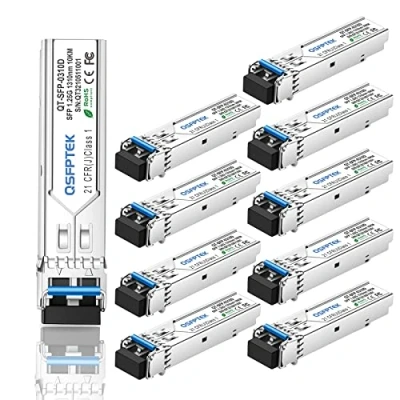 Image de QSFPTEK Lot de 10 modules Gigabit SFP 1000BASE LX/LH, 1310nm, km, DDM, émetteur récepteur LC mini GBIC monomode pour Cisco GLC LH SMD/GLC LX SM RGD, Ubiquiti UF 1G, Netgear, Mikrotik, Supermicro