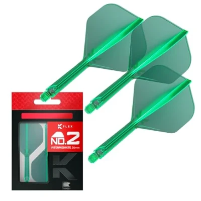 Image de Target Darts K Flex Integrated Dart Flight And Shaft, No.2 Vert (intermédiaire) Pack de 3 fléchettes No 2, 2 en 1 moulées avec précision et tige Accessoires professionnel