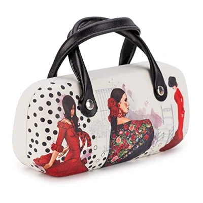 Image de PracticDomus Étui à lunettes rigide avec système de fermeture flex et des poignées flexibles. Intérieur doublé en simili velours (Flamenca)