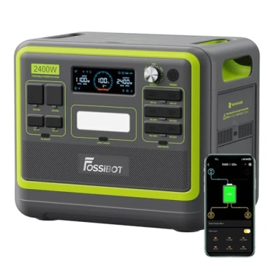 Image de FOSSiBOT F2400 Generateur Electrique Portable, 2048Wh Batterie LiFePO4 Station Electrique, 3 Sorties CA 2400W (4800W Pic) 230V Groupe Electrogene Solaire pour Camping, Voyage Maison/Bureau