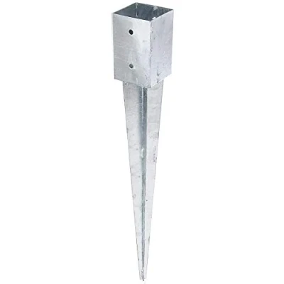 Image de Alberts 211288 Ancre à enfoncer pour poteau en bois rond ou carré galvanisée chaud 91 x mm longueur totale 750