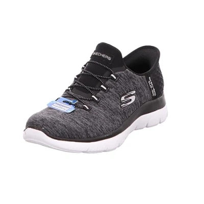 Image de Skechers Baskets Summits pour Femme, Bordure Blanche en Maille Noire., 35 EU
