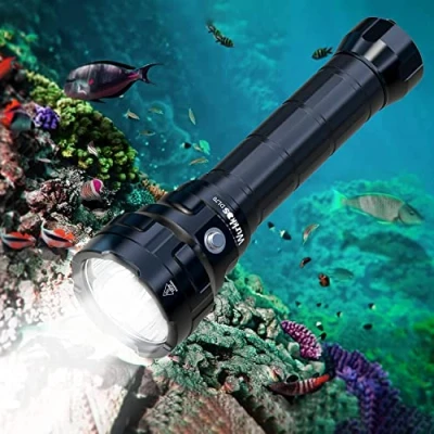 Image de Wurkkos DL70 Lampe de plongée 13000 lumens, 4 * XHP50.2 LED torche sous marine, super lumineuse à lumens élevés, Avec alimentation rechargeable 2 5000mAh et chargeur