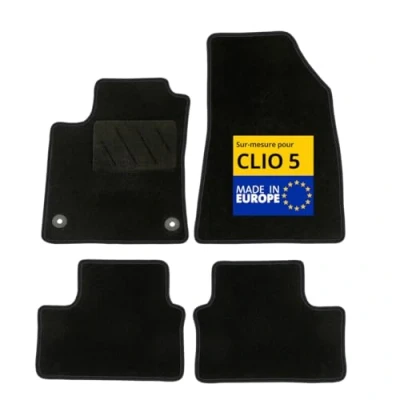 Image de DBS Tapis de Voiture sur Mesure pour Clio 5 (dès 2019) avec Clips Fixation Sol antidérapant Automobile 4 pièces, Noir