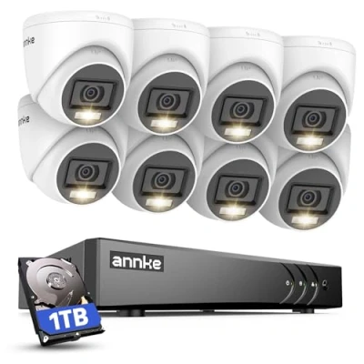 Image de ANNKE 1080p Kit Caméra de Surveillance Exterieure Filaire,5MP Lite DVR avec 1TB HDD et 8 Caméras 2MP Vidéosurveillance Etanches, Détection Personne/Véhicule, Accès à Distance, Alarme par E Mail