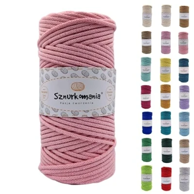 Image de cordon en coton de 3 mm, 100 m, 46 couleurs, tressé macramé, fil qualité supérieure, corde à macramé (rose poudré)