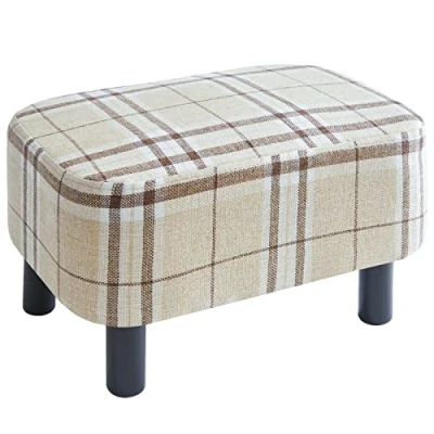 Image de YMYNY Pouf Ottoman Housse Repose Pied Rectangle, Couverture pour Tabouret de Canapé Élastique, Lin Couvercle, Bois Solide, Salon, 42 x 29 23 cm, Motif à Rayures HD HRF BD215