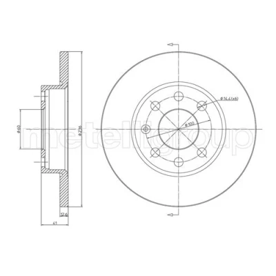 Image de METELLI 23 0080 Disque de frein 236,0 12,7 6 60,0 plein OPEL: Corsa B 3/5 portes, Astra F CC, Berline, VAUXHALL: Mk1, Mk3 CC