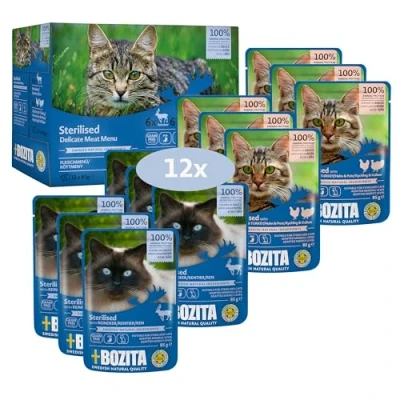 Image de Bozita Stérilised Canapés en Sauce avec Viande Multibox 12 x 85 g Nourriture Humide pour Chats dans Un Sachet Portion