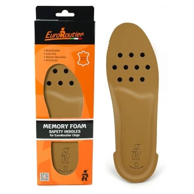Image de semelles antistatiques en mousse à mémoire de forme avec revêtement cuir véritable, confortables pour sabots sécurité (39 EU, Beige)