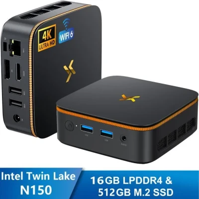 Image de Mini PC Huidun H50 Intel Twin lake N150 16GB LPDDR5 512GB M.2 SSD Windows 11 Pro 4 Cœurs Threads 6 Mo Intel® Smart Cache 16+512 noir