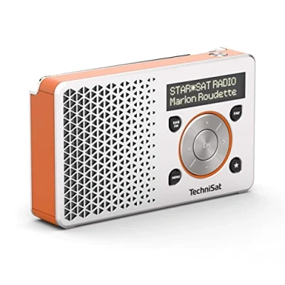 Image de TechniSat DIGITRADIO 1 Radio Dab+ Portable avec Batterie (Dab, FM, Haut parleurs, Prise Casque, Mémoire de favoris, Ecran OLED, Petit, Watt RMS) Orange/Argent