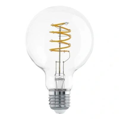 Image de Eglo ampoule filament LED E27, lampe vintage en spirale, décorative au design rétro, 7,3 watts, blanc chaud, 806 lumens, 2700k, globe Edison G125, Ø 12,5 cm