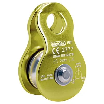 Image de ALPIDEX Poulie De Renvoi 20 KN Mobile Pulley Palan pour des Cordes Textils D&#039;Un Diamètre D&#039;au Plus 11 mm EN12278, Couleur: Green