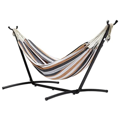 Image de Amazon Basics Hamac en tissu avec support, Multicolore, 300 x 117 cm