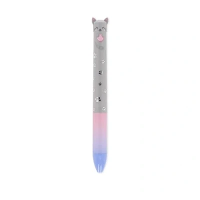 Image de LEGAMI Stylo bicolore, encre bleue et rose, Click&amp;Clack, idéal pour l&#039;école, le bureau la maison, pointe de 1 mm diamètre, thème Kitty