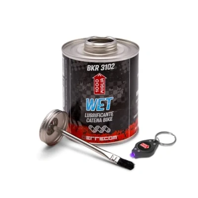 Image de Errecom 1000 Miglia BKR 3102 Lubrifiant pour Chaîne Vélo Wet 900 ml, Conditions Humides, Mouillées et Boueuses, Pot All In One avec Pinceau Inclus