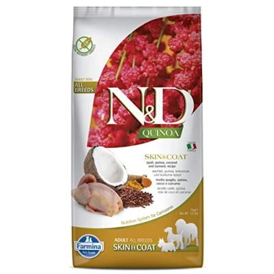 Image de N&amp;D Quinoa Skin &amp; Coat nourriture pour chiens Caille moyennes et grandes races 7 kg