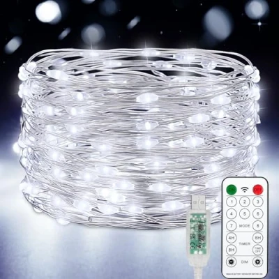 Image de Vacoulery Guirlande Lumineuse, 10M 100 LED USB Fairy Lights 8 Modes Minuteur Etanche Lumière avec Télécommande pour Chambre Mariage Soirée Jardin