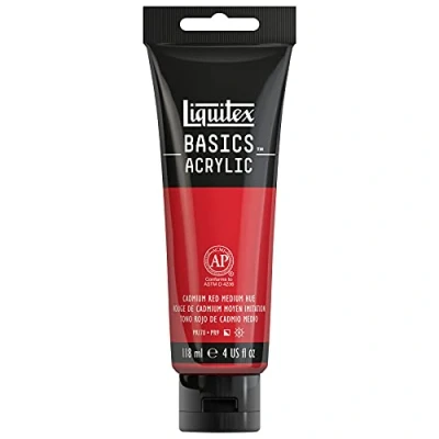 Image de Liquitex Acrylique Basics Tube, Rouge Cadmium Moyen Imit, 118ml