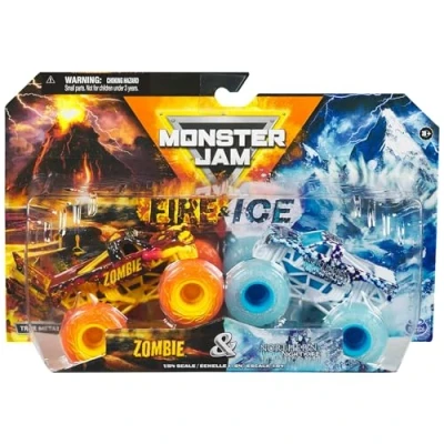 Image de Monster Jam Fire &amp; Ice 2024 Lot de 2 monstres diecast 1:64 Zombie et cauchemar du Nord