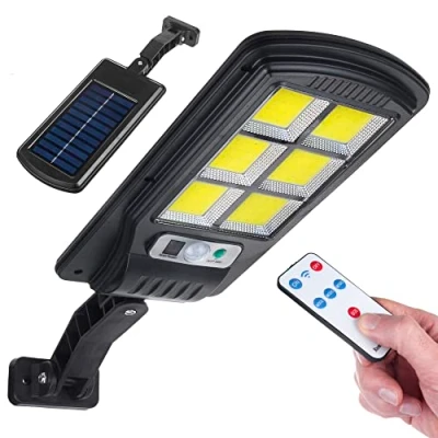 Image de Maclean MCE446 Lampadaire solaire avec détecteur de mouvement et crépuscule IP54 4W 400 lumens 6500K Télécommande Lampe murale extérieure Éclairage extérieur Lanterne routière