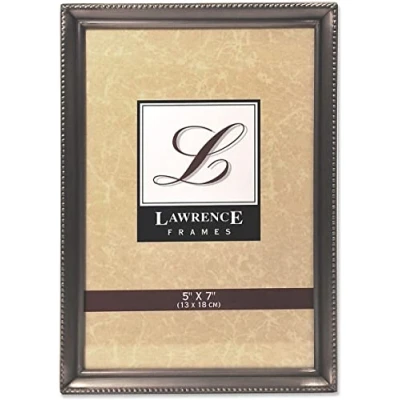 Image de Lawrence Frames 11557, cadre photo, en étain antique, motif bordure perlée, 12,7 x 17,8 cm