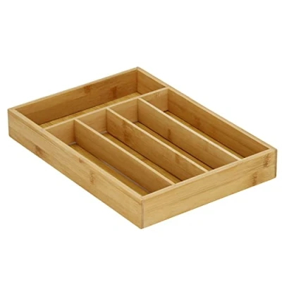 Image de SPRINGOS Range couverts en bambou Insert pour tiroirs Cuisine 5 compartiments 25 x 35 cm