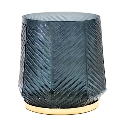Image de Ivyline Bougeoir en Relief d&#039;orme Bleu Doux Imperméable et élégant Support décoratif Verre texturé pour Bougies Chauffe Plat 15 x cm