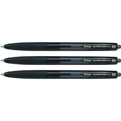 Image de Pilot Lot de 6 stylos bille Super grip G Stylo rechargeable à encre ultra douce et spécialement conçu pour une écriture confortable rétractable noirs Pointe moyenne