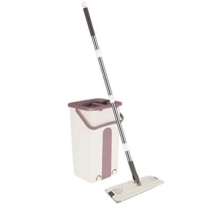 Image de Balai Auto Nettoyant Clean avec Seau double compartiment, à tête pivotante et lingettes Microfibre Multifonctions essoreur Kit Mop Complet, 360, Lingette (JE384334_02)