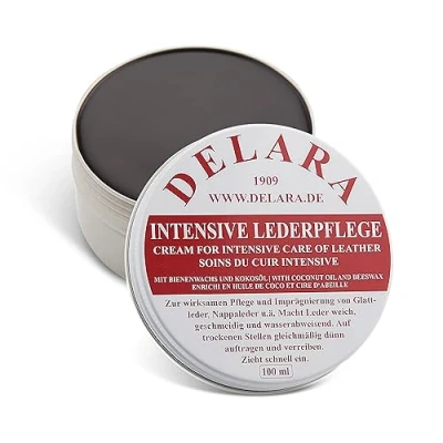 Image de DELARA Entretien intensif du cuir, couleur: Marron, 100 ml Imprègne et protège le cuir très efficacement, nouvelle formule à base d&#039;huile de coco cire d&#039;abeille haute qualité