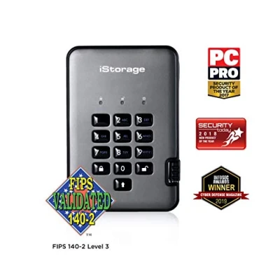 Image de iStorage diskAshur PRO2 HDD 500 GB Secure Hard Drive FIPS Level 3 Certified Password Protected Dust/Water Resistant. IS DAP2 256 C X
